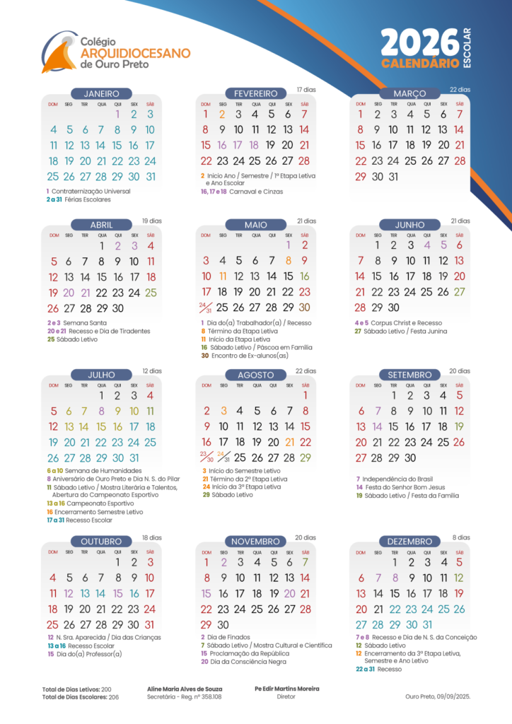 CAOP Calendário Escolar 2026